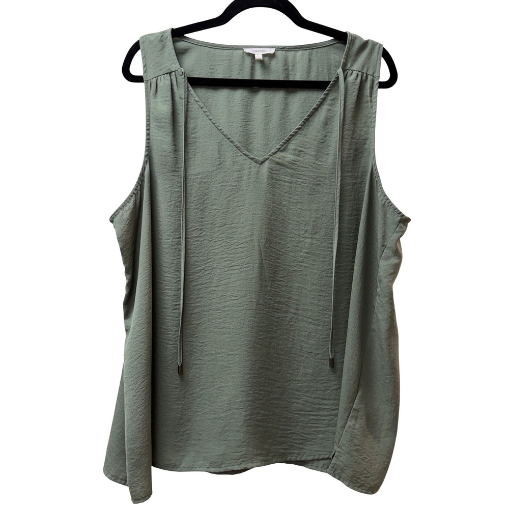 Maurices Sage Green Sleeveless Blouse Flowy V Neck Tank Top XXL - Picture 2 of 10